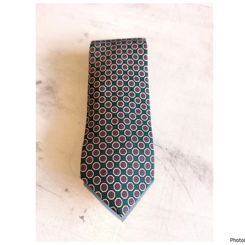 Brooks Brothers 346 Green Geometric Tie Pure Silk Business Professional